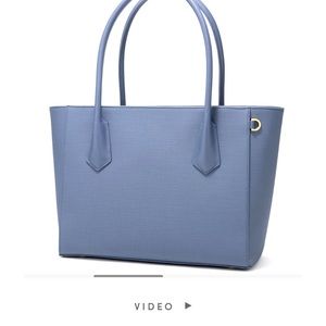 Dagne Dover Signature Tote in Ash Blue.